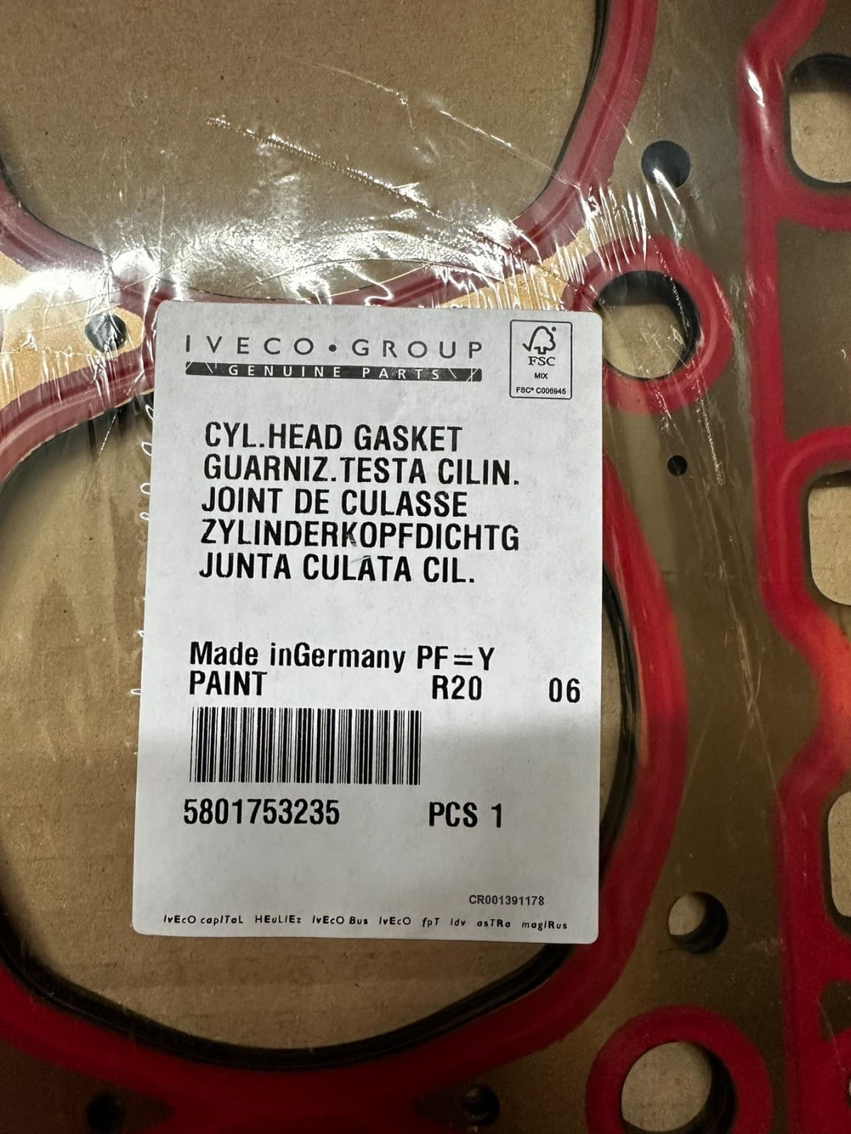 5801753235 CYL. HEAD GASKET FPT CNH F5B F5G