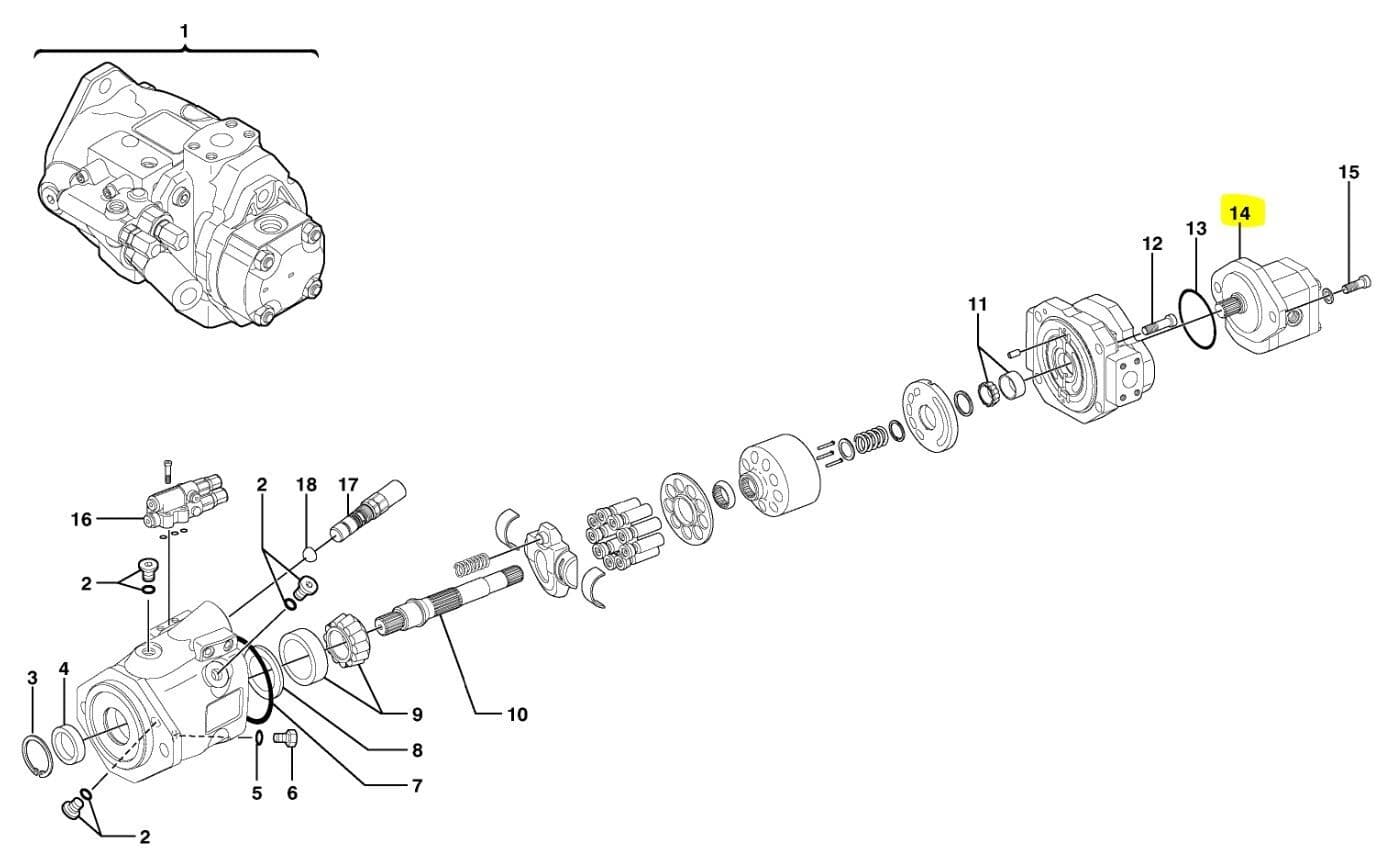 VOE11714654 Gear pump for Volvo mini digger ECR28